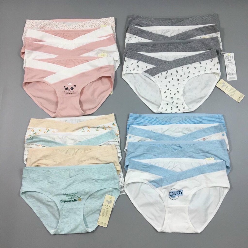 [Hàng Chuẩn Đẹp] Quần Lót Bầu Cạp Chéo - Chất Cotton Siêu Sịn Mềm - An Toàn Cho Mẹ - Hoạ Tiết Dễ Thương [ẢNH THẬT]