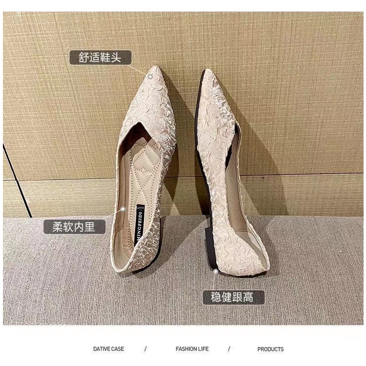 Giày Búp Bê Đế Bằng Mũi Nhọn Size Lớn 41-43 Thời Trang Xuân Thu 2022 Cho Nữ