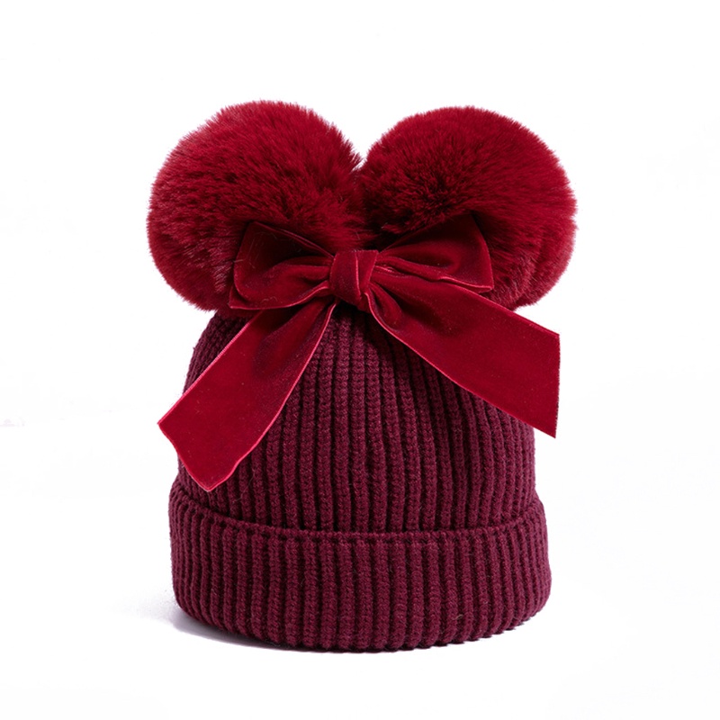 Mũ Beanie Dệt Kim Dày Dặn Giữ Ấm Mùa Đông Cho Bé