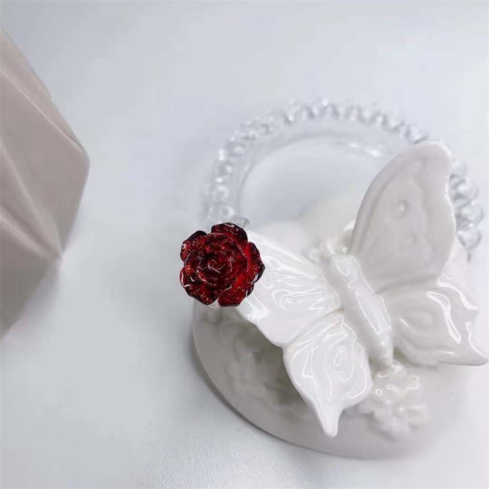 Nhẫn Nhựa Resin Ba Chiều Hình Hoa Hồng Đính Lá Vàng Ba Chiều Sáng Tạo Thời Trang Mùa Hè Nhiều Màu Dễ Thương Cho Nữ