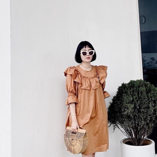 LIIN - Đầm midi chữ A bèo cách điệu tiểu thư, sang trọng