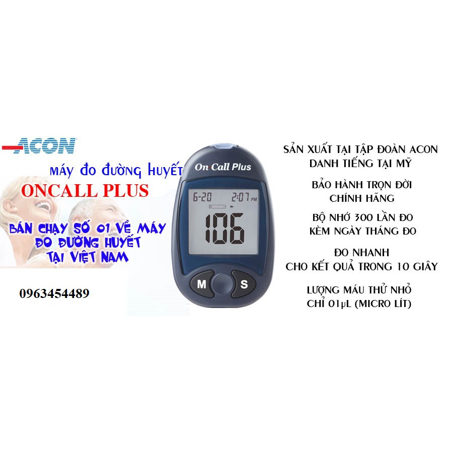 [ BH TRỌN ĐỜI ] Máy đo đường huyết Acon On-Call Plus( đủ bộ)