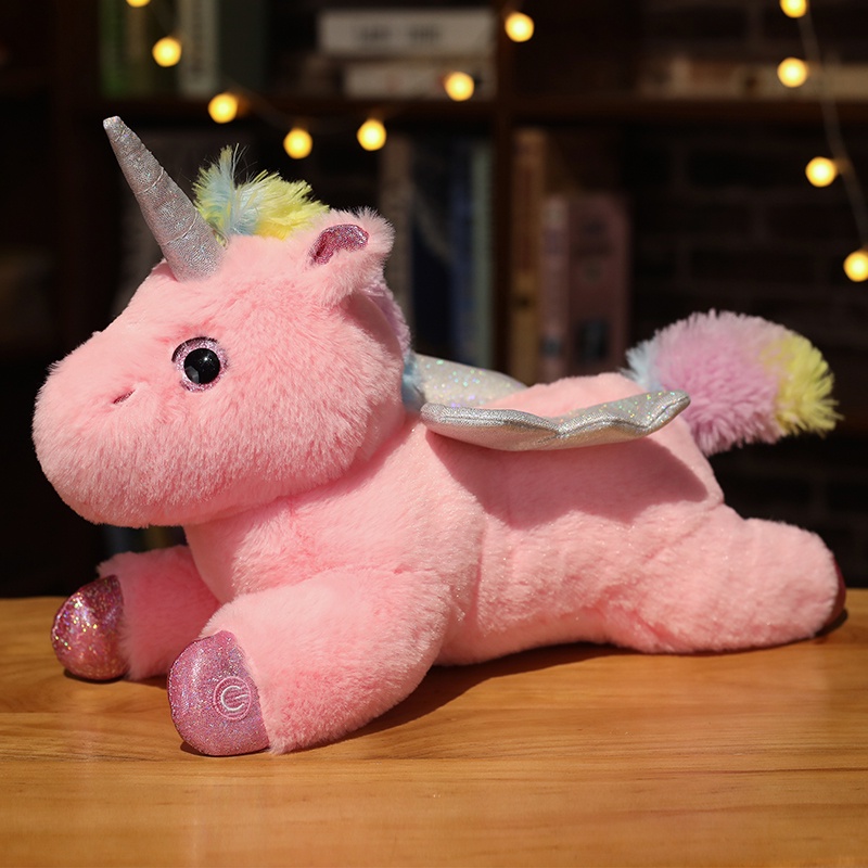 AIXINI ❤38cm Colorful LED Unicorn Plush Toys Glowing Stuffed Animals Pink Unicornio Horse Toy Cute Light Up Doll Kids Girls Xmas