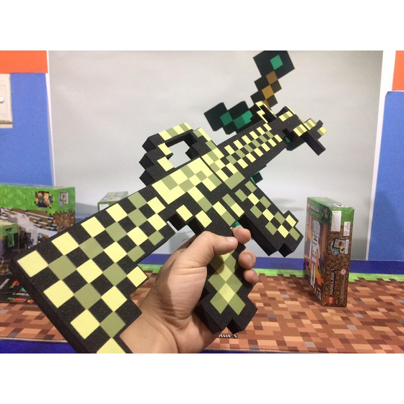 Đồ chơi súng máy kim cương - vàng Minecraft