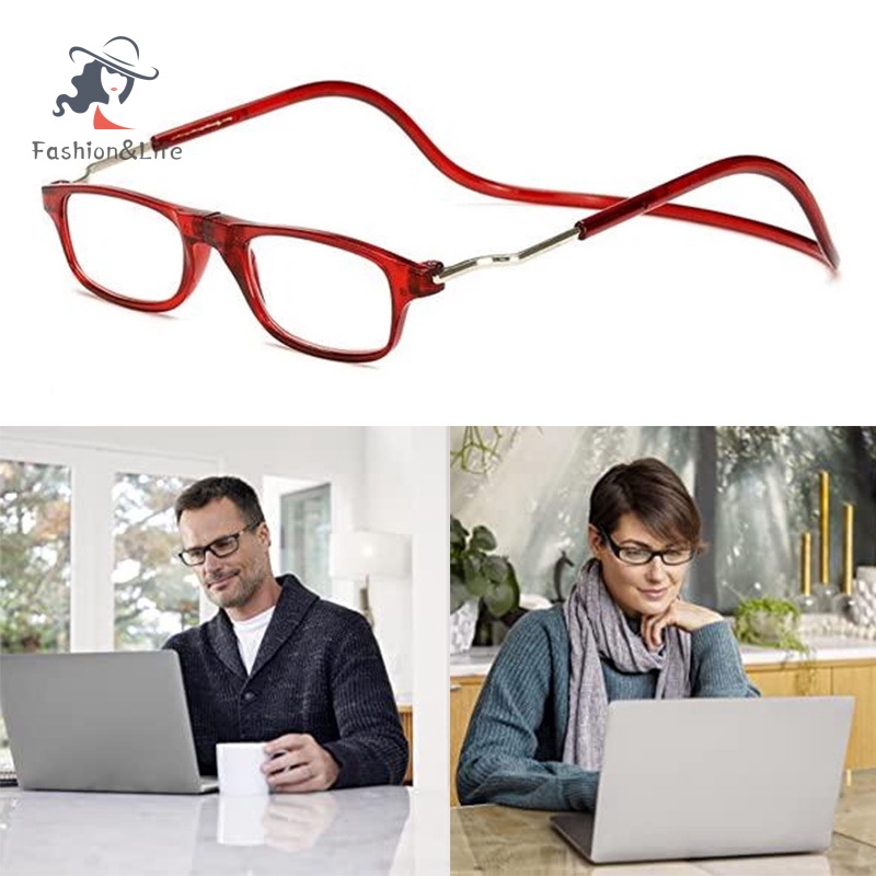 ✨TCXL✨ Flexible Magnetic Reading Glasses Hanging Neck Foldable Adjustable Clear Reading Glasses