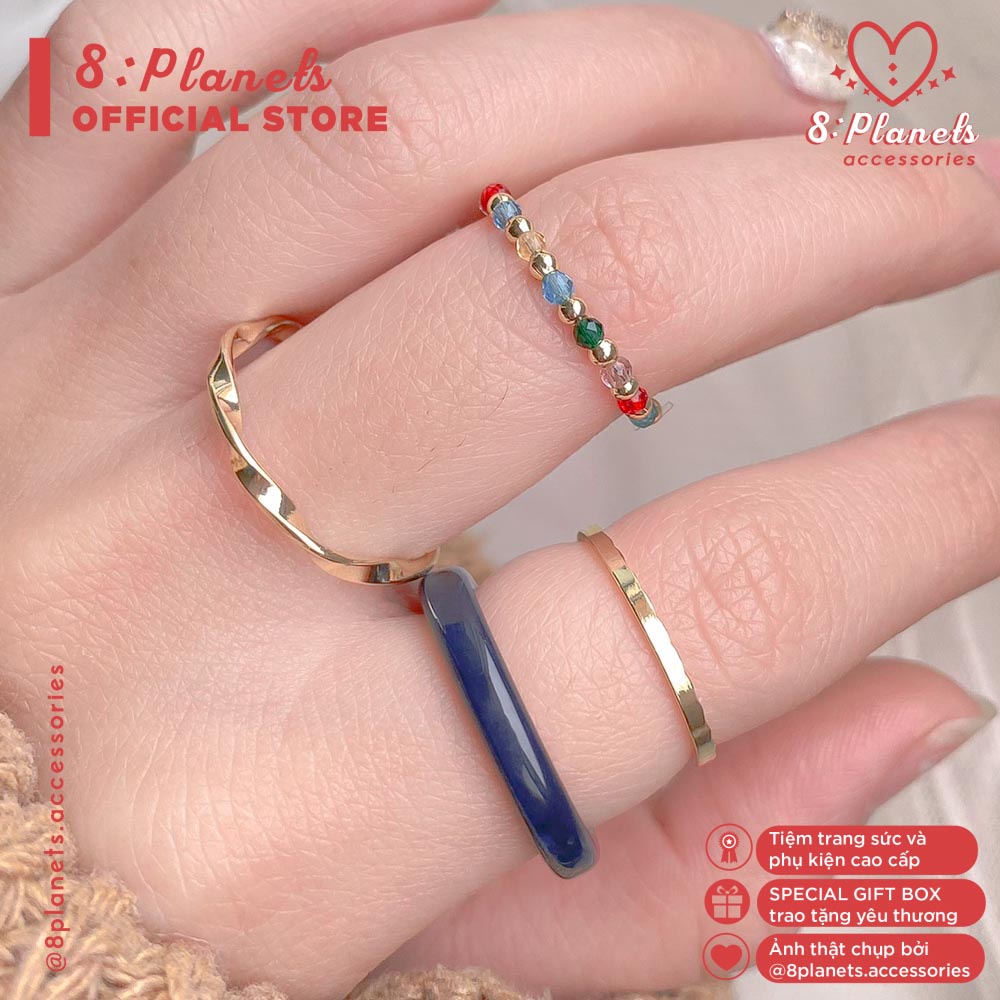 Set nhẫn nữ cá tính sang trọng Hongkong vintage style đa dạng phong cách 8 Planets
