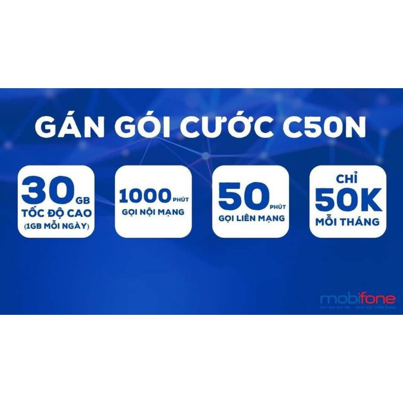 Sim 4g MobiFone - gói cước C50n