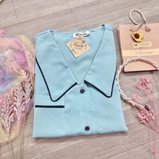 [ Có 2 size ] Bộ pijama nữ lụa Mango cổ nhọn đơn giản mềm mịn
