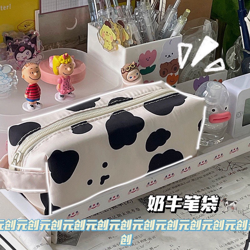✾Yuanchuang Cow Bear Series ins wind simple pencil case cute girl large capacity student stationery box storage bag