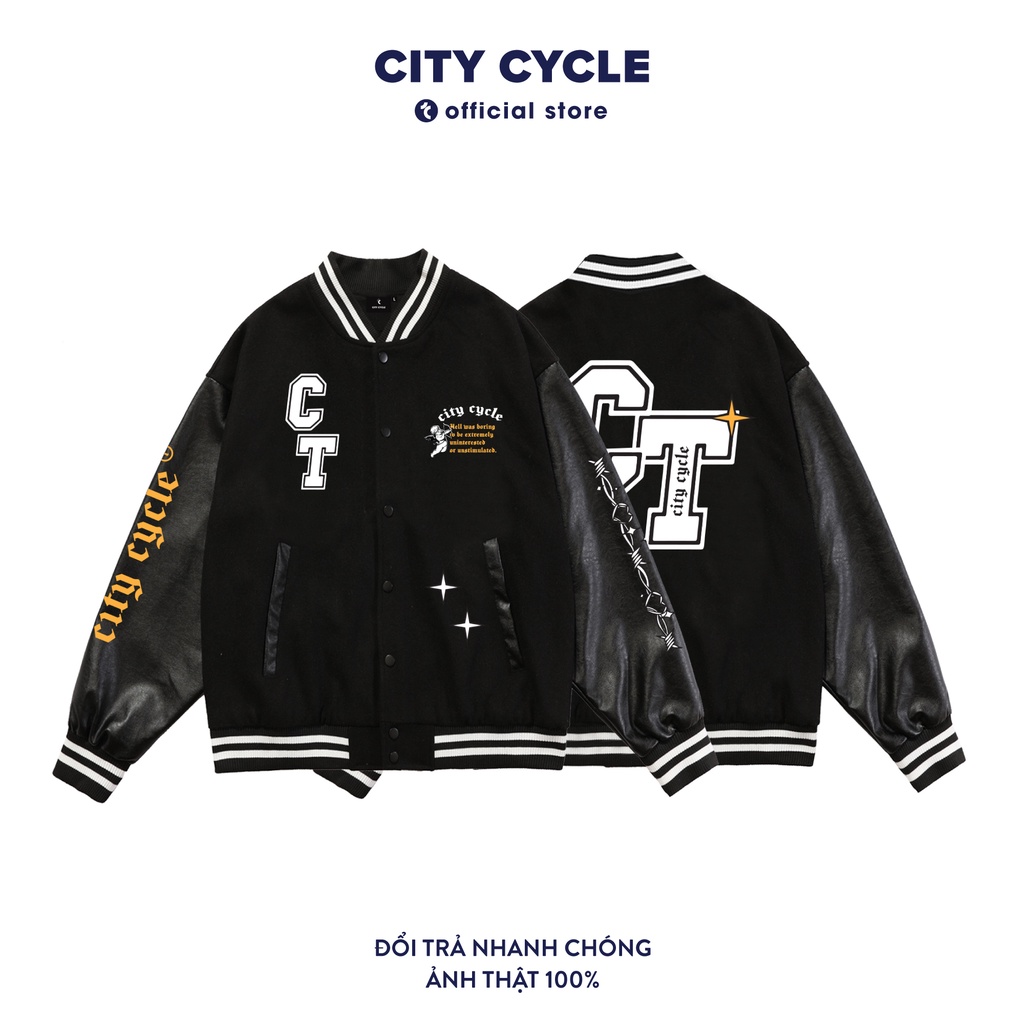 Áo khoác bomber varsity jacket Bored Hell City Cycle - Áo khoác bóng chày unisex form rộng Local Brand