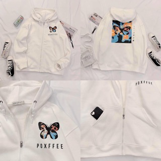 Áo Khoác Hoodie POXFFEE Màu Trắng Unisex