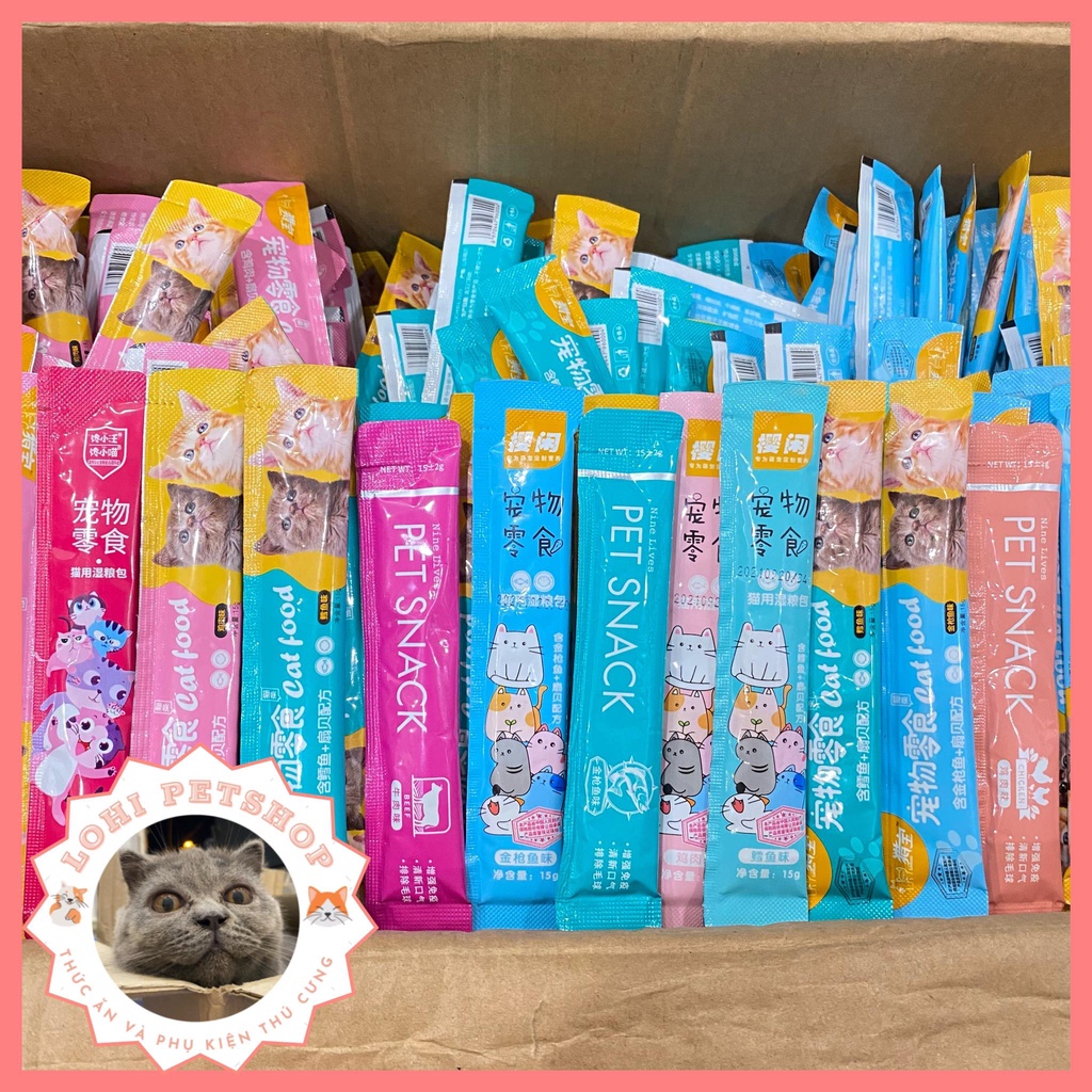 Combo 50 súp thưởng thanh shizuka, catfood, petsnack,...mix vị cho mèo