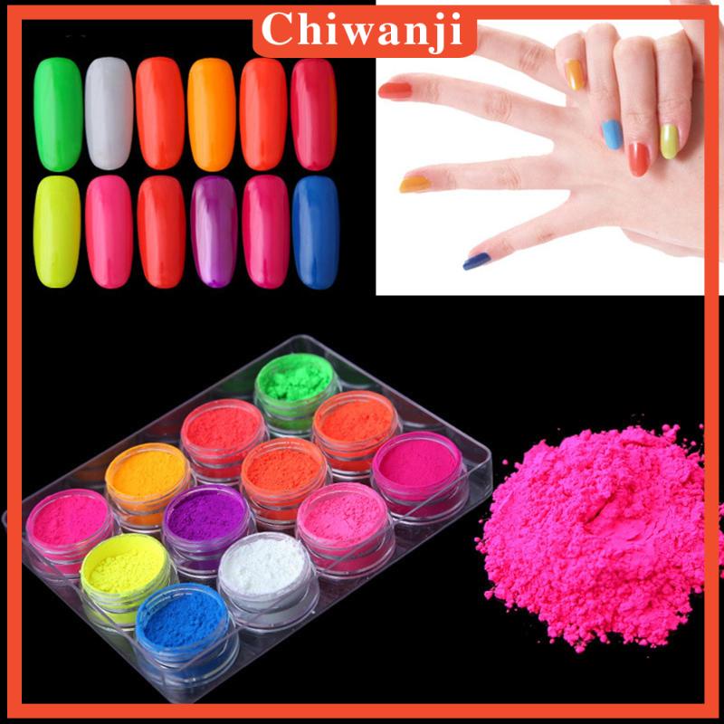 Bột Nhũ Kim Tuyến 12 Màu Sắc Tùy Chọn Trang Trí Móng Tay Nghệ Thuật