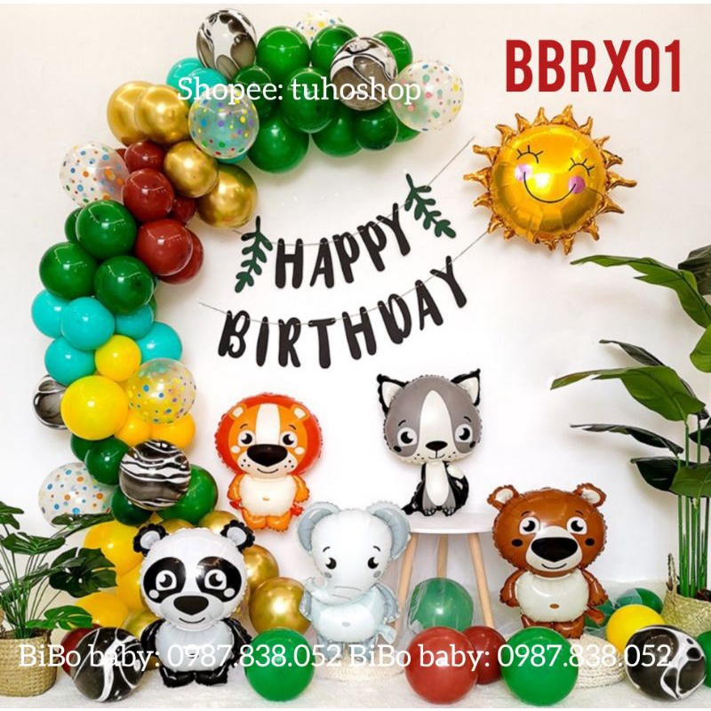Sét sinh nhật động vật rừng xanh vui nhộn cho bé - BiBo baby