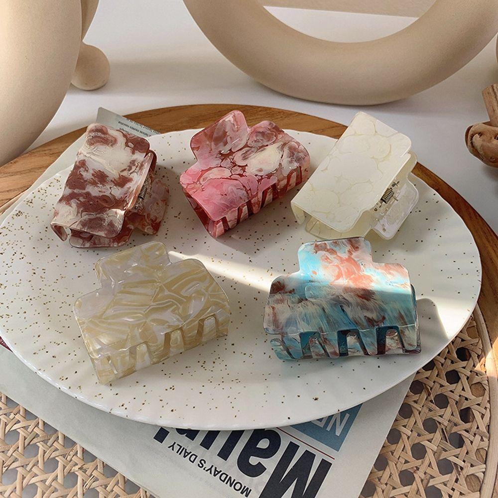 VANES1 Kẹp Tóc Nhựa Họa Tiết Đá Hoa Cương Thiết Kế Đơn Giản Dễ Phối Đồ Cho Nữ