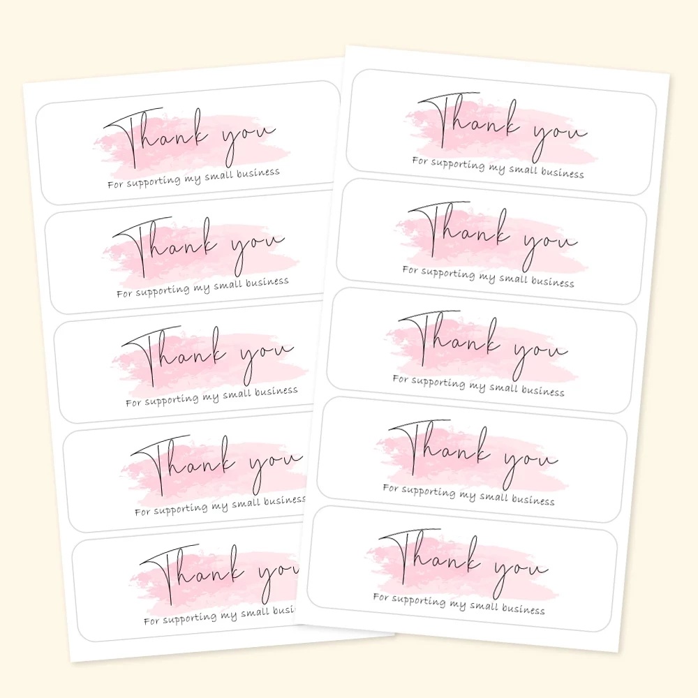 Cuộn 120 nhãn dán &quot;thank you for your order&quot; màu hồng dùng trang trí quà tặng