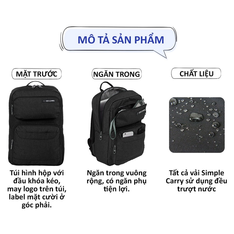 Balo Thời Trang Công Sở SimpleCarry Issac 1 Màu Đen Cá Tình - Shine House