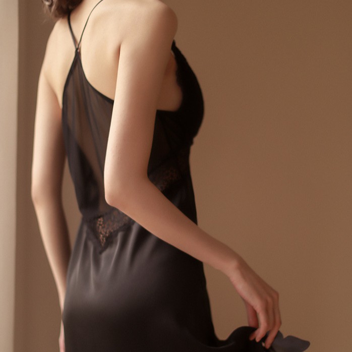 Váy ngủ satin lụa sexy hở lưng bigisze 🔥mã giảm 10k🔥 sz 40-62KG đồ ngủ lụa satin phối ren mềm mịn cao cấp sale giá rẻ | BigBuy360 - bigbuy360.vn