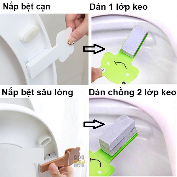 Combo 3 Miếng Dán Mở Nâng Đóng Nắp Bồn Cầu