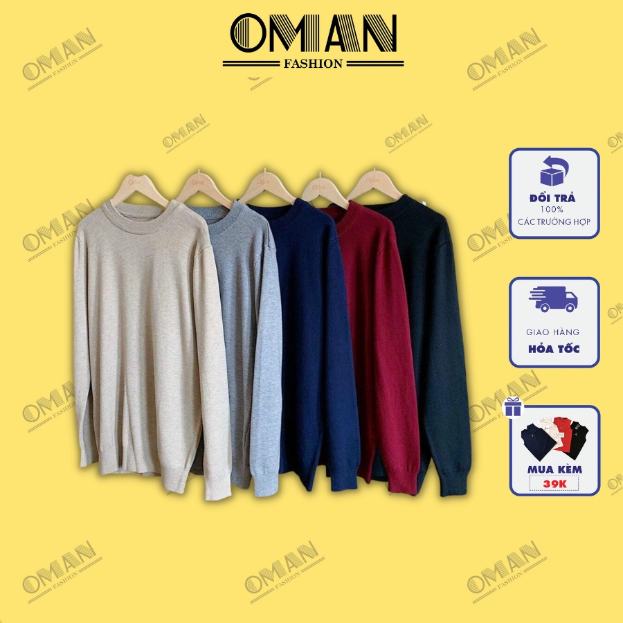 Áo len nam cổ tròn phối với sơ mi công sở lịch lãm - OMAN AL91