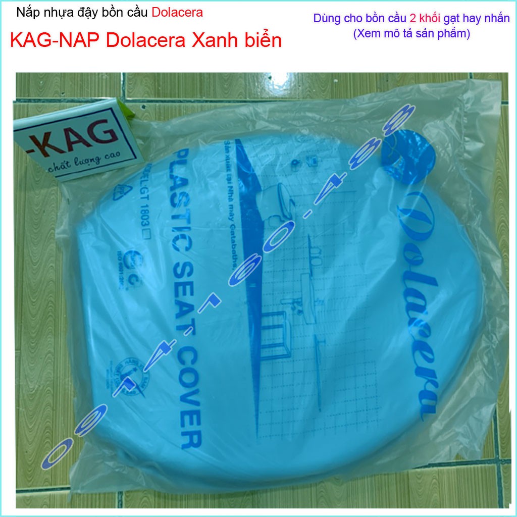 Nắp bồn cầu Dolcera KAG- NAP Dolacera xanh biển, trọn bộ nắp ngồi xí bệt 2 khối màu xanh