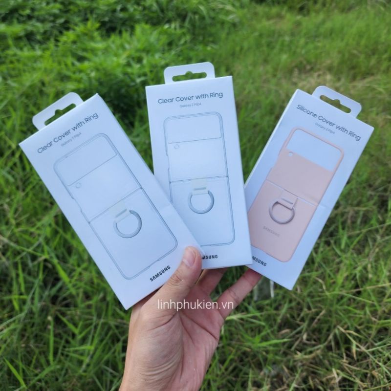 Ốp lưng Samsung Galaxy Z Flip 4 - Flip 3 Clear Cover With Ring Transparency Trong Suốt - Hàng chính hãng