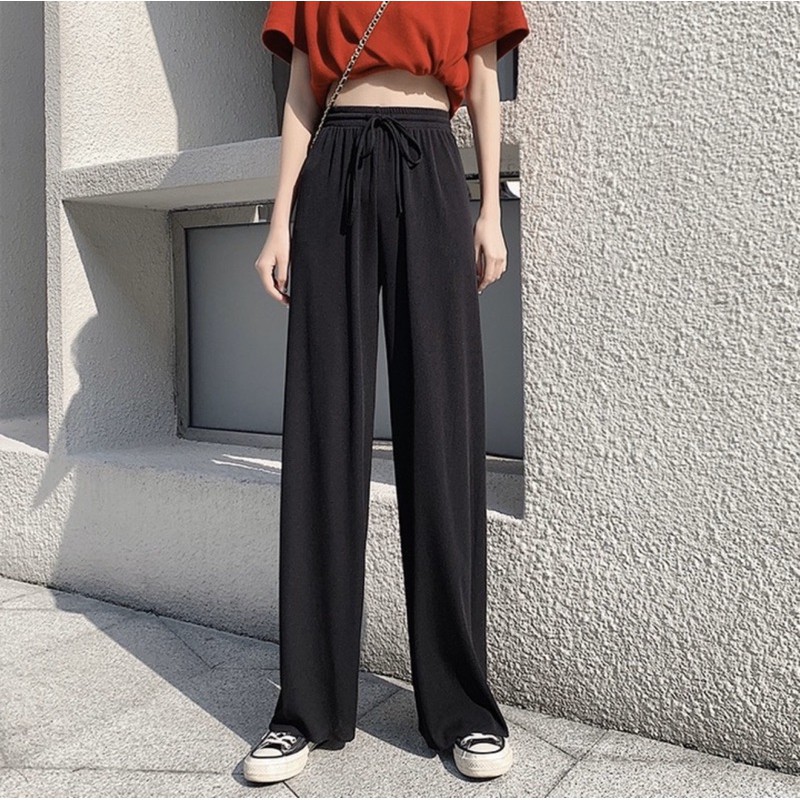 Quần len tăm ống suông, quần culottes suông tăm siêu hack dáng cho nữ