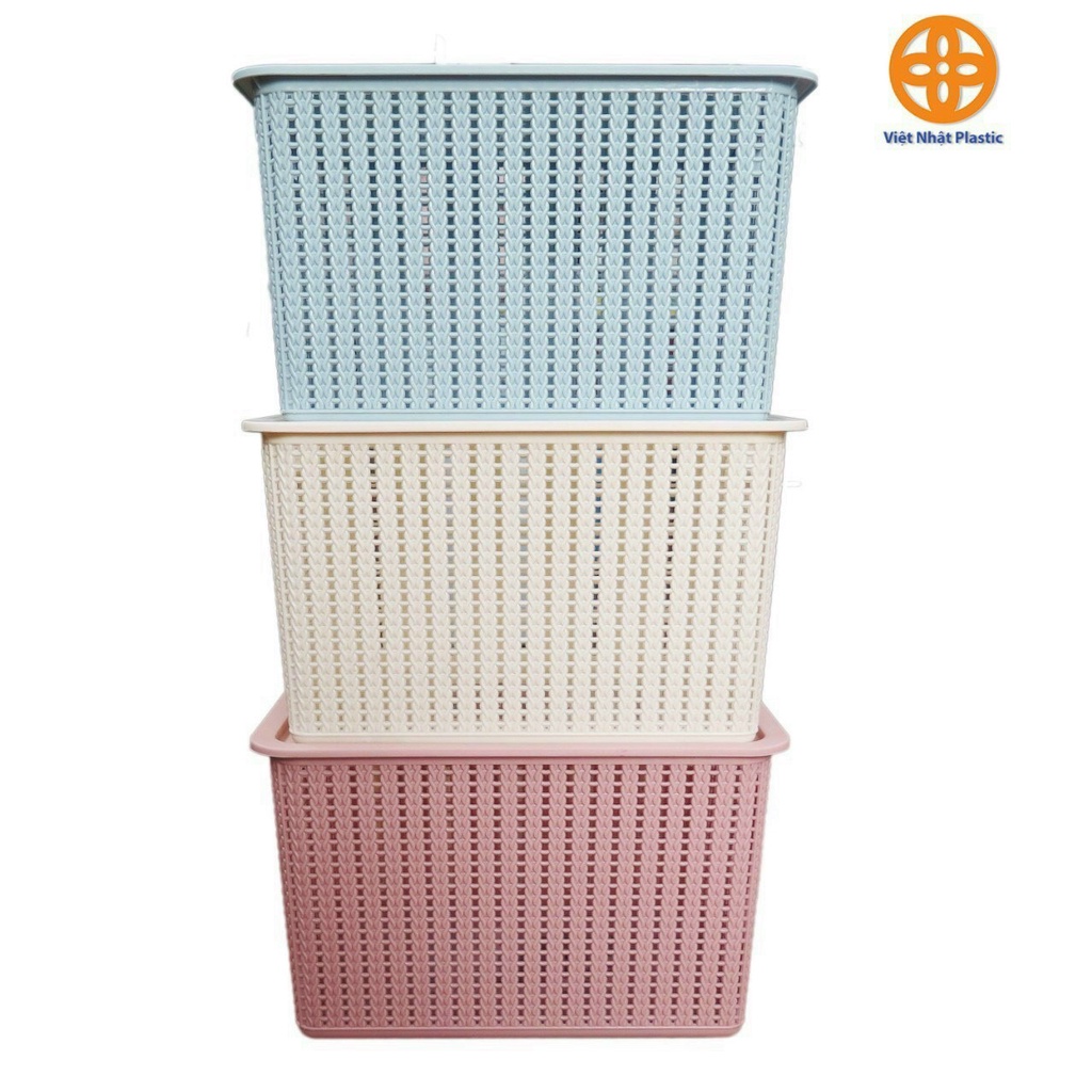 Rổ Đan Mây Nhựa Đựng Đồ Đa Năng Việt Nhật, Giỏ Đan Đựng Dụng Cụ Nhà Bếp, Quần Áo Gọn Gàng, Ngăn Nắp - MS3415
