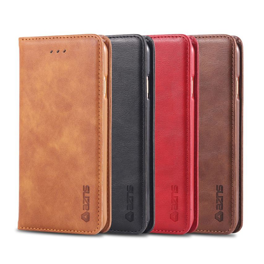 Ốp bao da iphone kiêm ví đựng tiền/thẻ atm/vé gửi xe, Ốp bao da nắp gập cho iphone - Azns | BigBuy360 - bigbuy360.vn