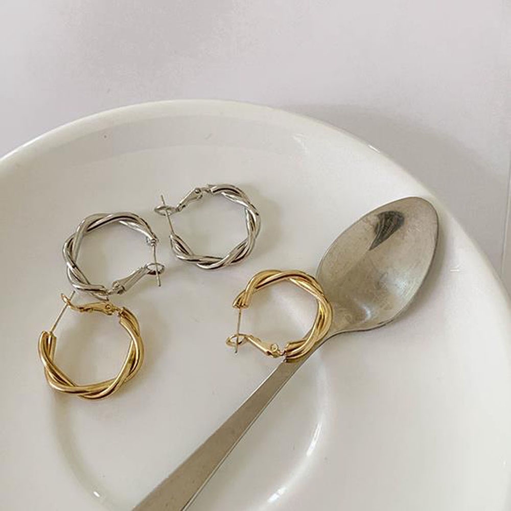 MXGOODS Geometric Circle Weaving Party Jewelry Interweave Twist Dangle  Earrings