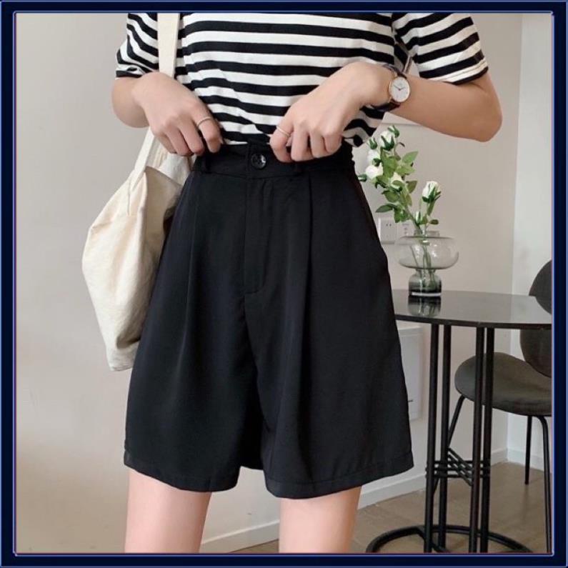 HOT Quần short nữ lửng ống rộng, quần đùi ống rộng cạp cao 1 ly chất tuyết mưa Minxinh -mã Sooc Đũi