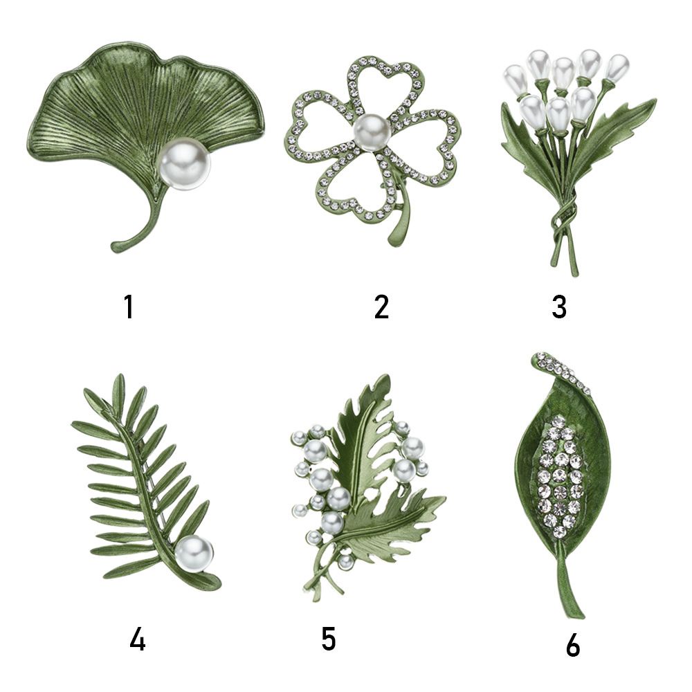 Ghim cài áo kiểu chiếc lá đính ngọc trai giả thời trang dành cho nữ