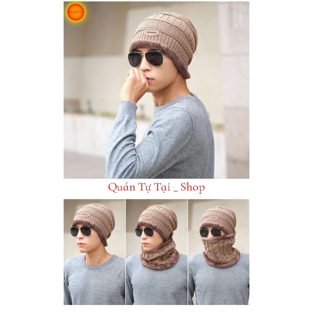 Mũ len Nam, kiểu dáng hàn quốc, lót nỉ ấm áp freesize - Quà tặng mùa đông