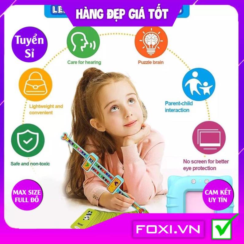Máy đọc thẻ Tiếng anh Flashcard cho bé 112 thẻ với 224 từ vựng thông dụng Happy world-sạc cổng USB không sóng điện từ