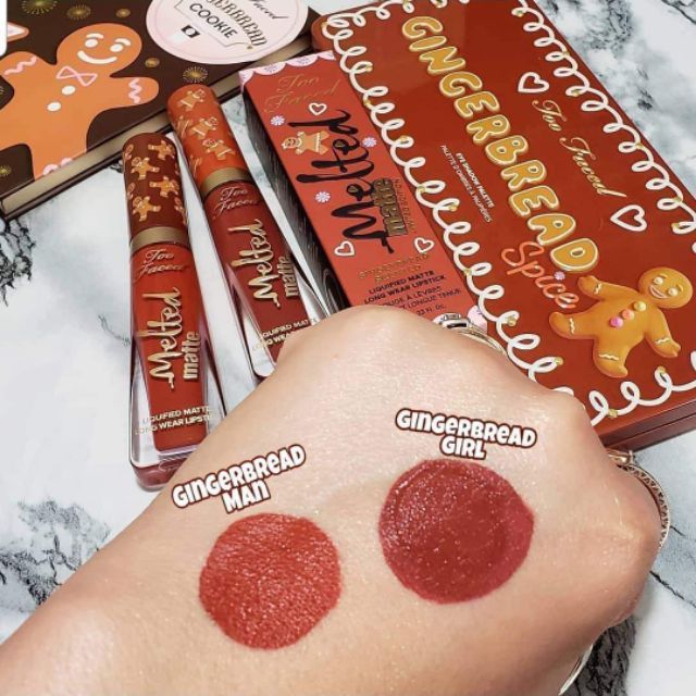 Son kem lì Too Faced Gingerbread Man và Gingerbread Girl, Clover 3 Melted Matte Lipstick fullsize