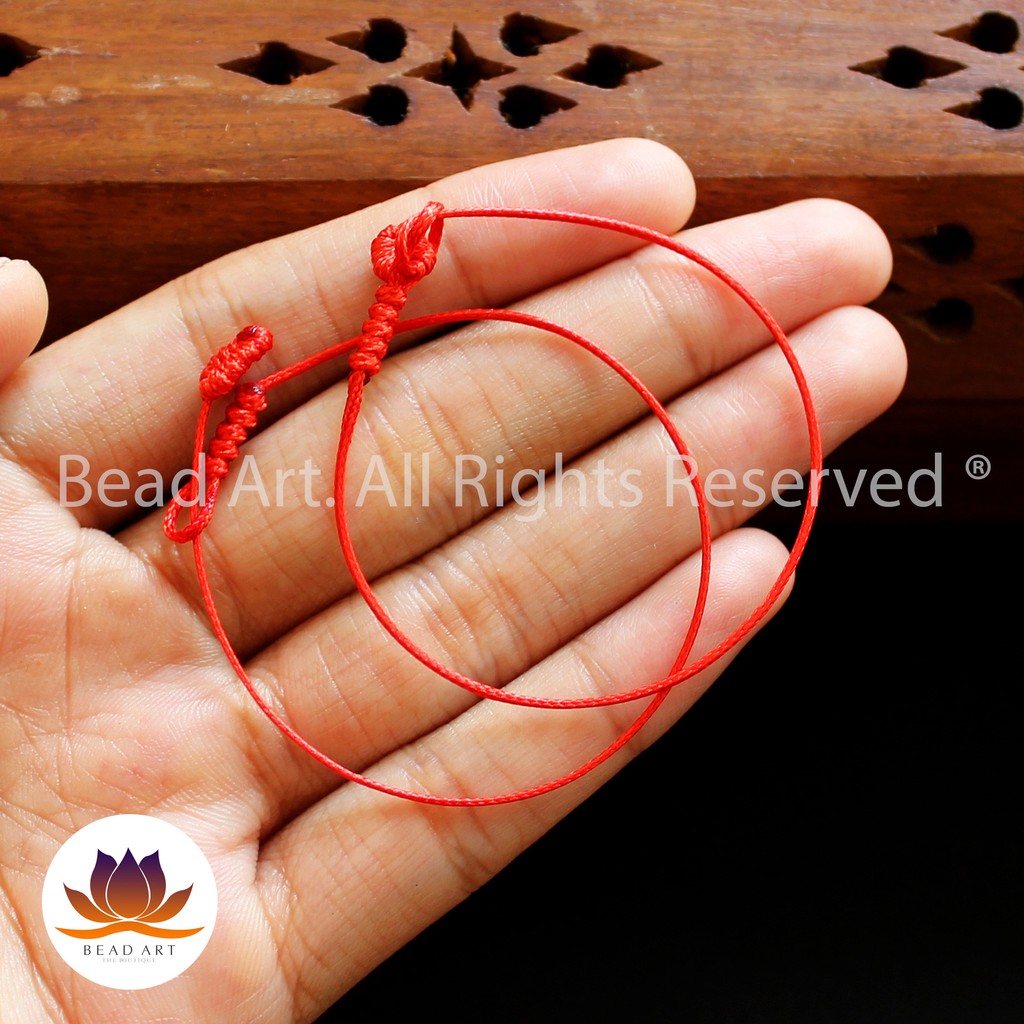 Set 2 Vòng Tay Thắt Dây (Chỉ) Đỏ Handmade (Đuôi Tibet), Nhiều Size Lựa Chọn, Vòng Tay Phong Thuỷ S50 - Bead Art