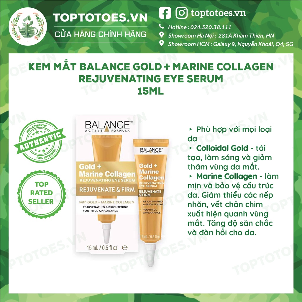 Kem mắt chống lão hóa Balance Gold + Marine Collagen Rejuvenating Eye Serum 15ml [NHẬP KHẨU CHÍNH HÃNG 100%]