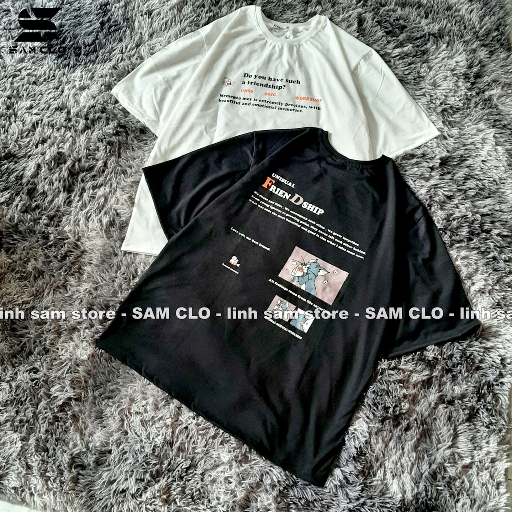 Áo thun tay lỡ nữ  SAM CLO  freesize phông form rộng dáng Unisex - Ulzzang mặc cặp, nhóm, lớp in DÒNG CHỮ UNISUAL FRIEND