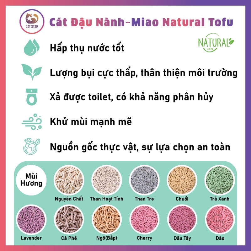 Cát vệ sinh đậu nành Miao Tofu Cat Litter cho mèo 6L