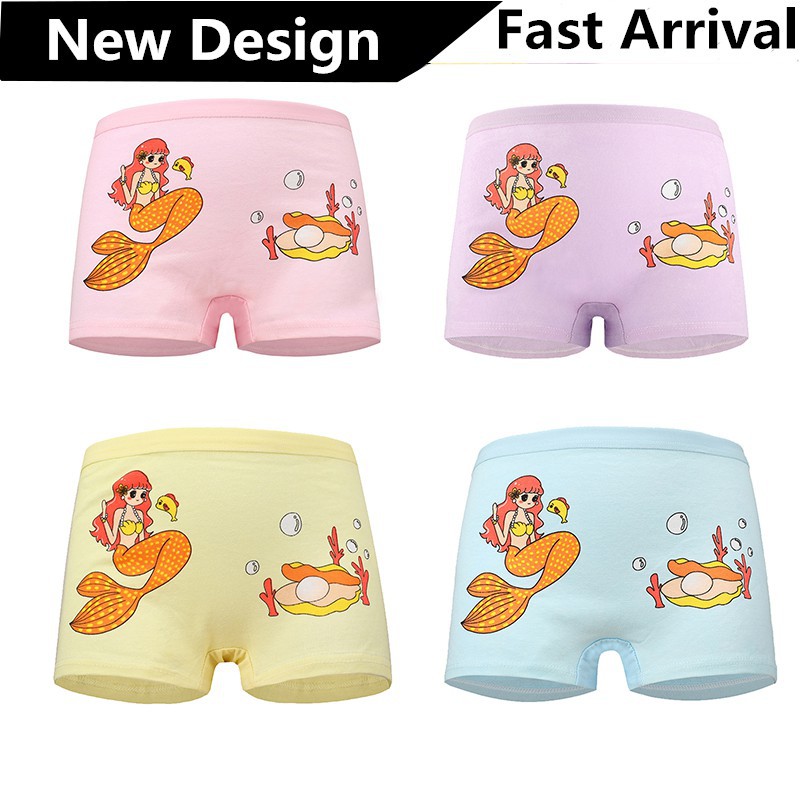 Set 4 Quần Lót Cotton In Hình Hoạt Hình Dành Cho Bé Gái