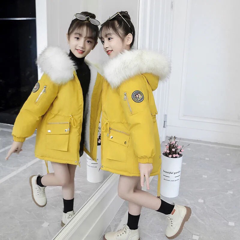 Áo Khoác Lót Lông Bé Gái 17-53kg Phù Hợp Cho Cả Mẹ Và Bé, Trần Bông VÀ Lót Lông Phong Cách Phươang Tây