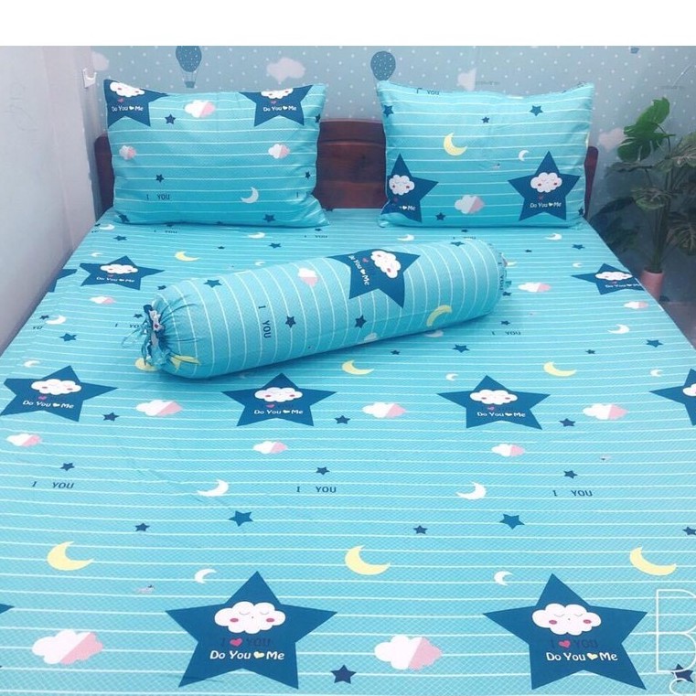 Bộ Darp Thắng Lợi 1m8 x 2m cotton 100% - Bộ ga gối cotton Thắng Lợi hàng in logo trên vải