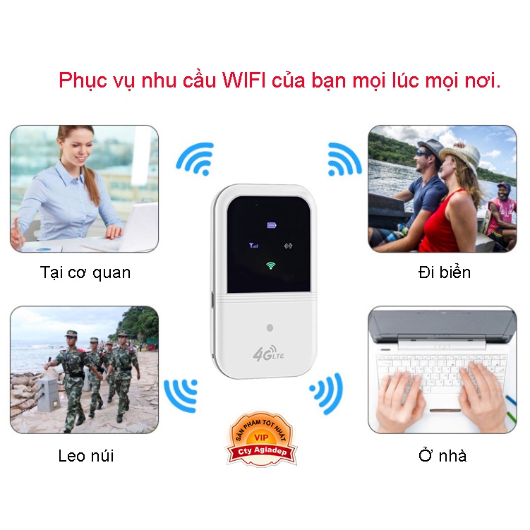 Thiết bị lắp SIM phát Wifi 4G 3G Pin sạc tiện dụng