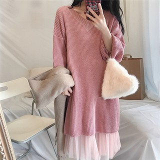 [ Có Sẵn ] Set Váy Len ren Hồng, Đen ulzzang ( CÓ CLIP)