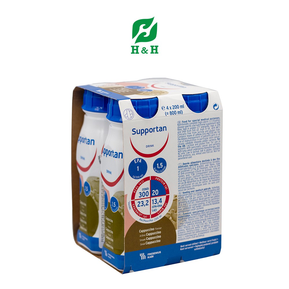 [Mã 252FMCGSALE giảm 8% đơn 500K] Sữa SUPPORTAN DRINK Dinh dưỡng vàng cho bệnh nhân suy mòn thể trạng - lốc 4 chai/200ml