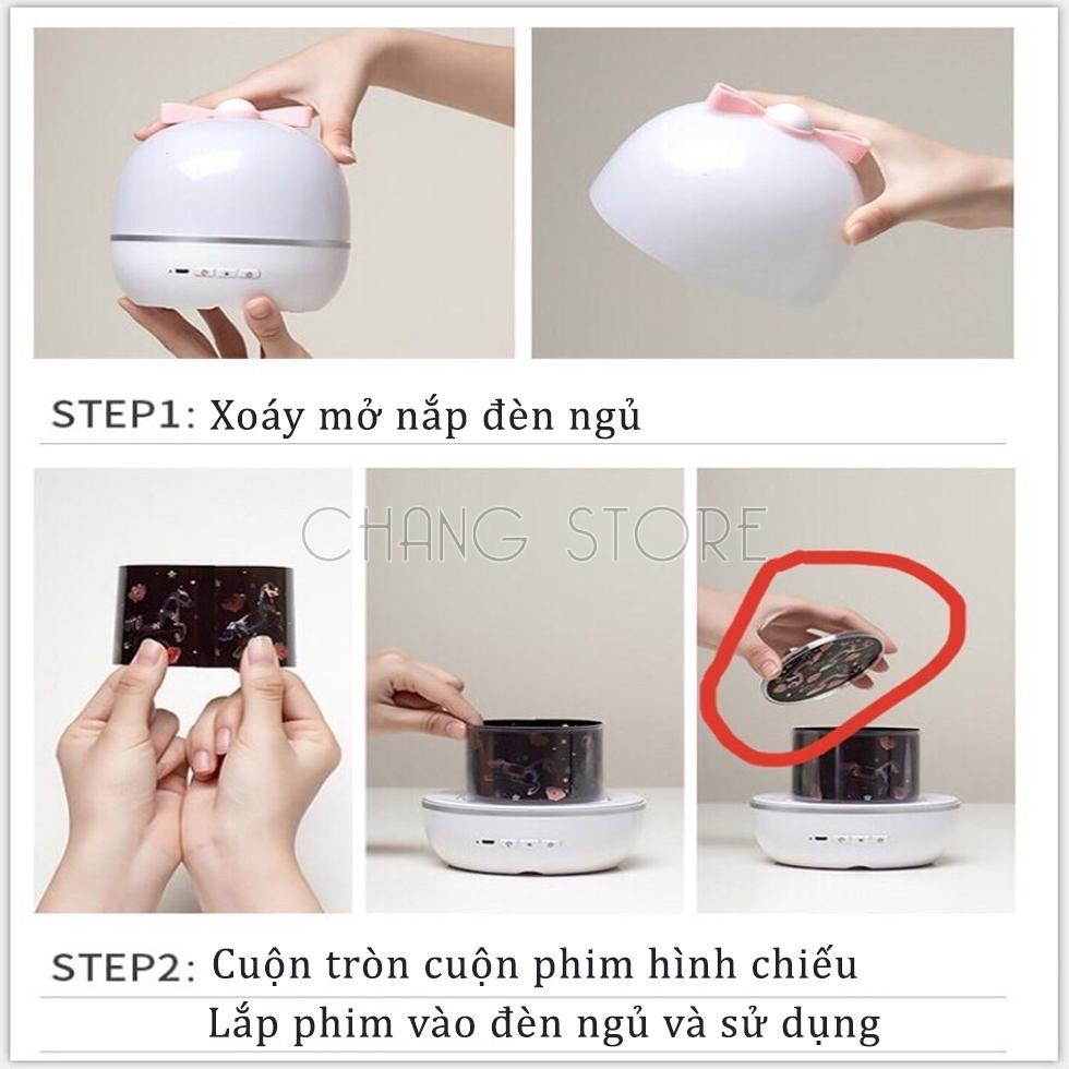 Đèn ngủ ngàn sao 3D chiếu trần, đèn ngủ chiếu sao xoay tự động 6 chủ đề hình chiếu sinh động