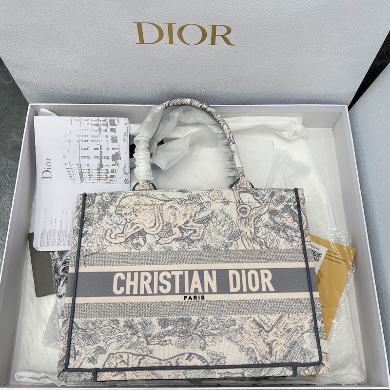 Túi Dior tote Tiger Latte Toile de Jouy Zodiac Embroidery TẶNG KÈM KHĂN TURBAN CD  FULLBOX VIP, ĐẦY ĐỦ PHỤ KIỆN