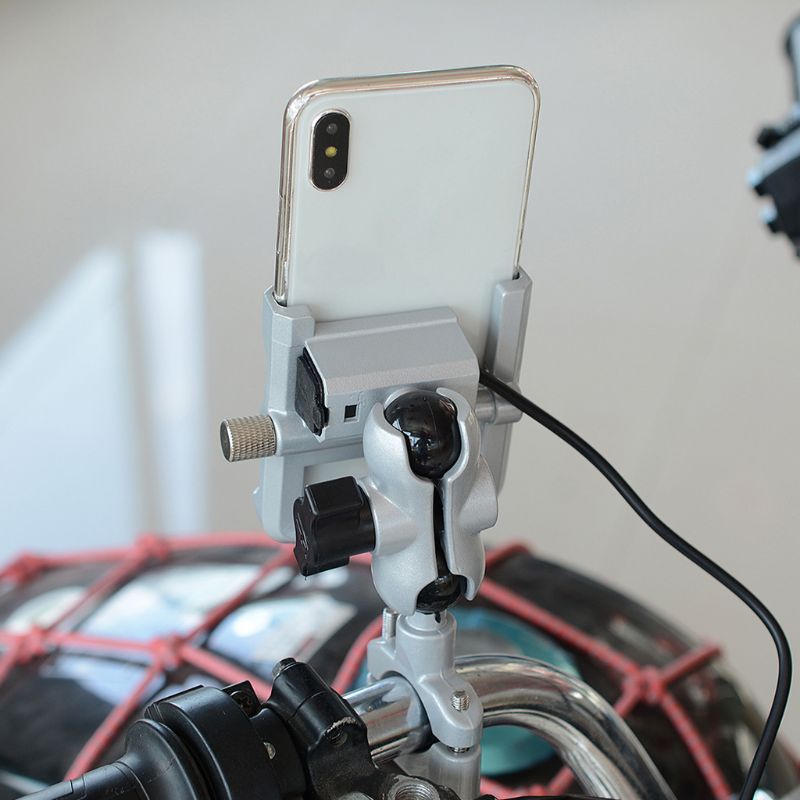 Giá Đỡ Điện Thoại Thông Minh Bằng Kim Loại Chống Thấm Nước Kèm Sạc QC 3.0 USB Tiện Dụng Cho Xe Máy