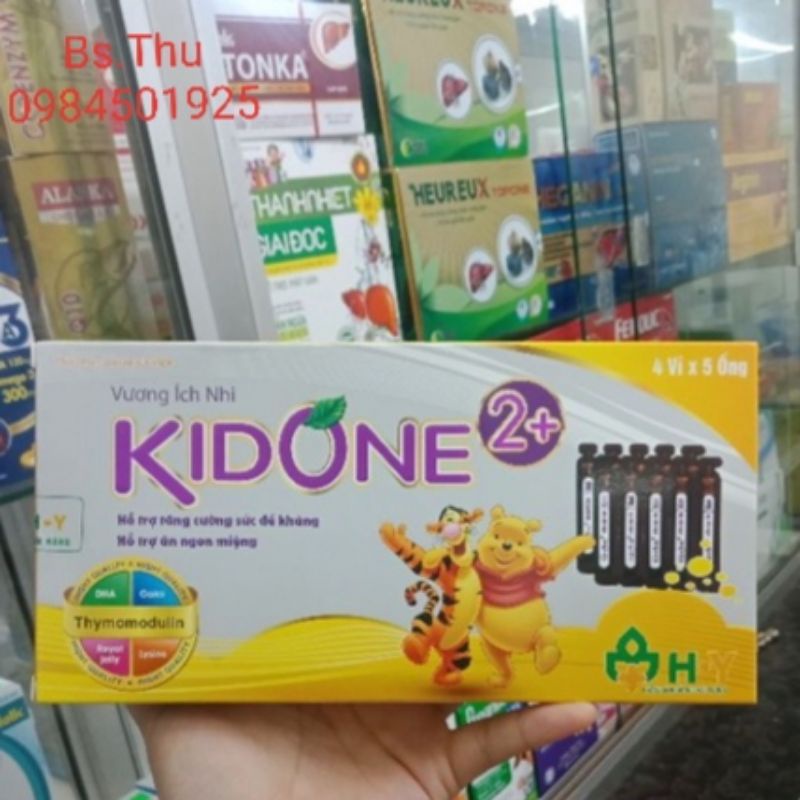 Vương Ích Nhi KIDONE 2+ mẫu mới. Hộp 20 ống Hỗ trợ tăng cường đề kháng, giúp bé ăn ngon ngủ ngon, tăng cân tốt