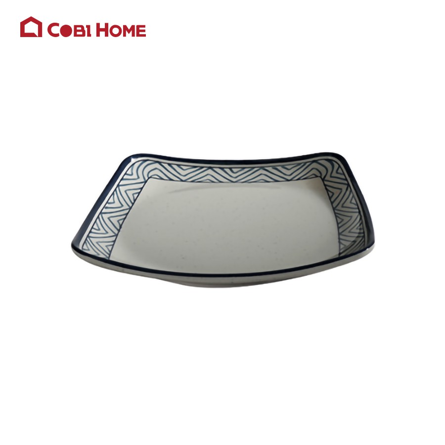 Dĩa vuông Blue Line bằng nhựa Melamine đựng thức ăn, khai vị, thịt nướng BBQ đủ size - Yang Ge - Cobi Home